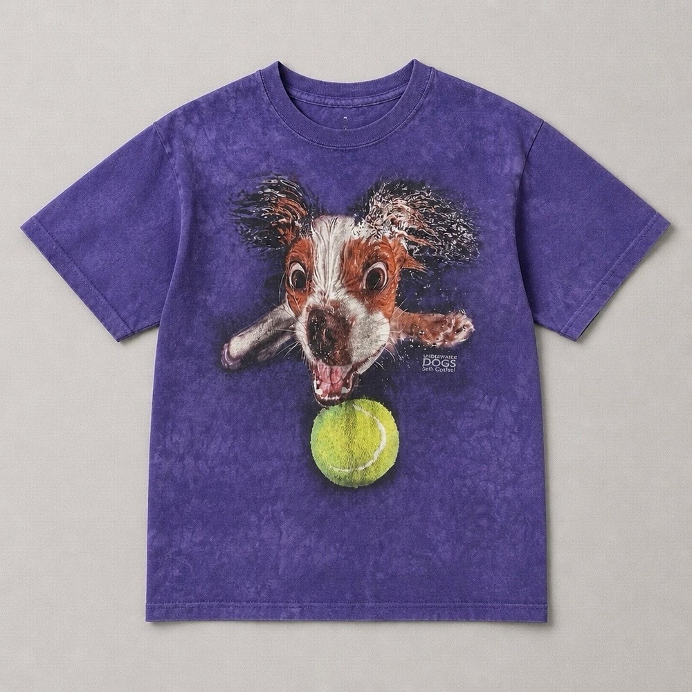 Mountain Men T-Shirt Mens XL Seth Casteel Underwater Dogs Purple Funny Artsy Dad